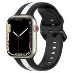 Two-Color Loop Buckle Silicone Watch Band For Apple Watch Series 8&7 41mm / SE 2&6&SE&5&4 40mm / 3&2&1 38mm(Black+White)