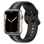 Two-Color Loop Buckle Silicone Watch Band For Apple Watch Series 8&7 41mm / SE 2&6&SE&5&4 40mm / 3&2&1 38mm(Black+Grey)