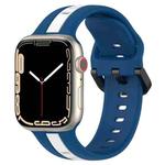 Two-Color Loop Buckle Silicone Watch Band For Apple Watch Series 8&7 41mm / SE 2&6&SE&5&4 40mm / 3&2&1 38mm(Blue+White)