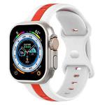 Butterfly Buckle Two-Color Silicone Watch Band For Apple Watch Ultra 49mm(White+Red)