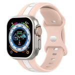 Butterfly Buckle Two-Color Silicone Watch Band For Apple Watch Ultra 49mm(Pink+White)