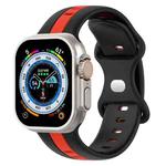 Butterfly Buckle Two-Color Silicone Watch Band For Apple Watch Ultra 49mm(Black+Red)