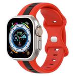 Butterfly Buckle Two-Color Silicone Watch Band For Apple Watch Ultra 49mm(Red+Black)