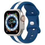 Butterfly Buckle Two-Color Silicone Watch Band For Apple Watch Ultra 49mm(Blue+White)