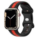 Butterfly Buckle Two-Color Silicone Watch Band For Apple Watch Series 9&8&7 41mm / SE 3&SE 2&6&SE&5&4 40mm / 3&2&1 38mm(Black+Red)