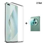 For Honor Magic5 Pro 2pcs ENKAY 3D Hot Bending Edge Glue Tempered Glass Full Film with Lens Film