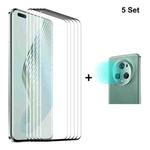 For Honor Magic5 Pro 5pcs ENKAY 3D Hot Bending Edge Glue Tempered Glass Full Film with Lens Film