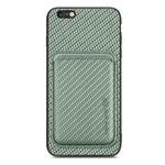 For iPhone 6 Plus / 6S Plus Carbon Fiber Leather Card Magsafe Magnetic Phone Case(Green)