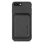 For iPhone 7 Plus / 8 Plus Carbon Fiber Leather Card Magsafe Magnetic Phone Case(Black)