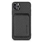 For iPhone 11 Carbon Fiber Leather Card Magsafe Magnetic Phone Case(Black)