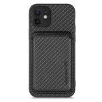 For iPhone 11 Pro Max Carbon Fiber Leather Card Magsafe Magnetic Phone Case(Black)