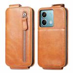 For Xiaomi Redmi Note 13 5G Zipper Wallet Vertical Flip Leather Phone Case(Brown)