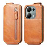 For Xiaomi Redmi Note 13 Pro 4G Zipper Wallet Vertical Flip Leather Phone Case(Brown)