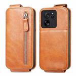 For Xiaomi 13T Zipper Wallet Vertical Flip Leather Phone Case(Brown)