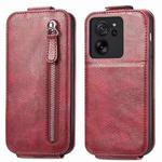 For Xiaomi 13T Zipper Wallet Vertical Flip Leather Phone Case(Red)