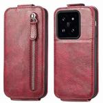 For Xiaomi 14 Pro Zipper Wallet Vertical Flip Leather Phone Case(Red)