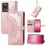 For Xiaomi 13 Lite Mandala Flower Embossed Horizontal Flip Leather Phone Case(Rose Gold)