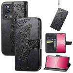 For Xiaomi 13 Lite Butterfly Love Flower Embossed Leather Phone Case(Black)