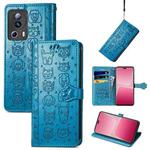 For Xiaomi 13 Lite Cute Cat and Dog Embossed Leather Phone Case(Blue)