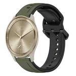 For Garmin Vivomove Trend 20mm Convex Loop Two-Color Silicone Watch Band(Dark Green+Black)