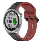 For Garmin Approach S40 20mm Convex Loop Two-Color Silicone Watch Band(Black+Red)