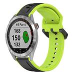 For Garmin Approach S40 20mm Convex Loop Two-Color Silicone Watch Band(Black+Lime)