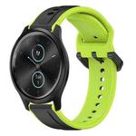 For Garmin VivoMove Style 20mm Convex Loop Two-Color Silicone Watch Band(Black+Lime)