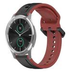 For Garmin VivoMove Luxe 20mm Convex Loop Two-Color Silicone Watch Band(Black+Red)