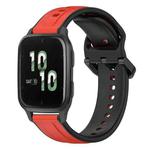 For Garmin Forerunner Sq2 20mm Convex Loop Two-Color Silicone Watch Band(Red+Black)