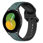 For Samsung Galaxy Watch 5 40mm 20mm Convex Loop Two-Color Silicone Watch Band(Olive Green + Black)