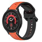 For Samsung Galaxy Watch 5 Pro 45mm 20mm Convex Loop Two-Color Silicone Watch Band(Orange+Black)