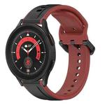 For Samsung Galaxy Watch 5 Pro 45mm 20mm Convex Loop Two-Color Silicone Watch Band(Black+Red)