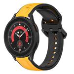 For Samsung Galaxy Watch 5 Pro 45mm 20mm Convex Loop Two-Color Silicone Watch Band(Yellow+Black)