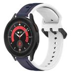 For Samsung Galaxy Watch 5 Pro 45mm 20mm Convex Loop Two-Color Silicone Watch Band(Midnight Blue + White)