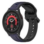 For Samsung Galaxy Watch 5 Pro 45mm 20mm Convex Loop Two-Color Silicone Watch Band(Midnight Blue + Black)