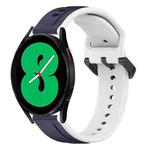For Samsung Galaxy Watch 4 44mm 20mm Convex Loop Two-Color Silicone Watch Band(Midnight Blue + White)