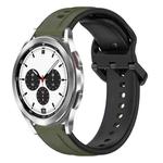 For Samsung  Galaxy Watch 4 Classic 42mm 20mm Convex Loop Two-Color Silicone Watch Band(Dark Green+Black)