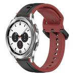 For Samsung  Galaxy Watch 4 Classic 42mm 20mm Convex Loop Two-Color Silicone Watch Band(Black+Red)