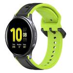 For Samsung Galaxy Watch Active 2 40mm 20mm Convex Loop Two-Color Silicone Watch Band(Black+Lime)