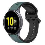For Samsung Galaxy Watch Active 2 44mm 20mm Convex Loop Two-Color Silicone Watch Band(Olive Green + Black)