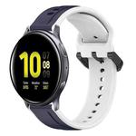 For Samsung Galaxy Watch Active 2 44mm 20mm Convex Loop Two-Color Silicone Watch Band(Midnight Blue + White)