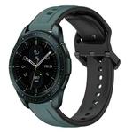 For Samsung Galaxy Watch 42mm 20mm Convex Loop Two-Color Silicone Watch Band(Olive Green + Black)