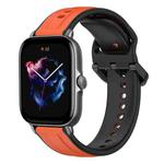 For Amazfit GTS 3 20mm Convex Loop Two-Color Silicone Watch Band(Orange+Black)