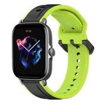 For Amazfit GTS 3 20mm Convex Loop Two-Color Silicone Watch Band(Black+Lime)
