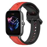 For Amazfit GTS 3 20mm Convex Loop Two-Color Silicone Watch Band(Red+Black)