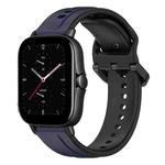 For Amazfit GTS 2E 20mm Convex Loop Two-Color Silicone Watch Band(Midnight Blue + Black)