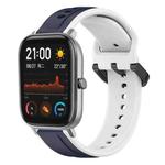 For Amazfit GTS 20mm Convex Loop Two-Color Silicone Watch Band(Midnight Blue + White)