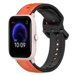 For Amazfit Pop Pro 20mm Convex Loop Two-Color Silicone Watch Band(Orange+Black)