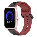 For Amazfit Pop Pro 20mm Convex Loop Two-Color Silicone Watch Band(Black+Red)