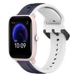 For Amazfit Pop Pro 20mm Convex Loop Two-Color Silicone Watch Band(Midnight Blue + White)